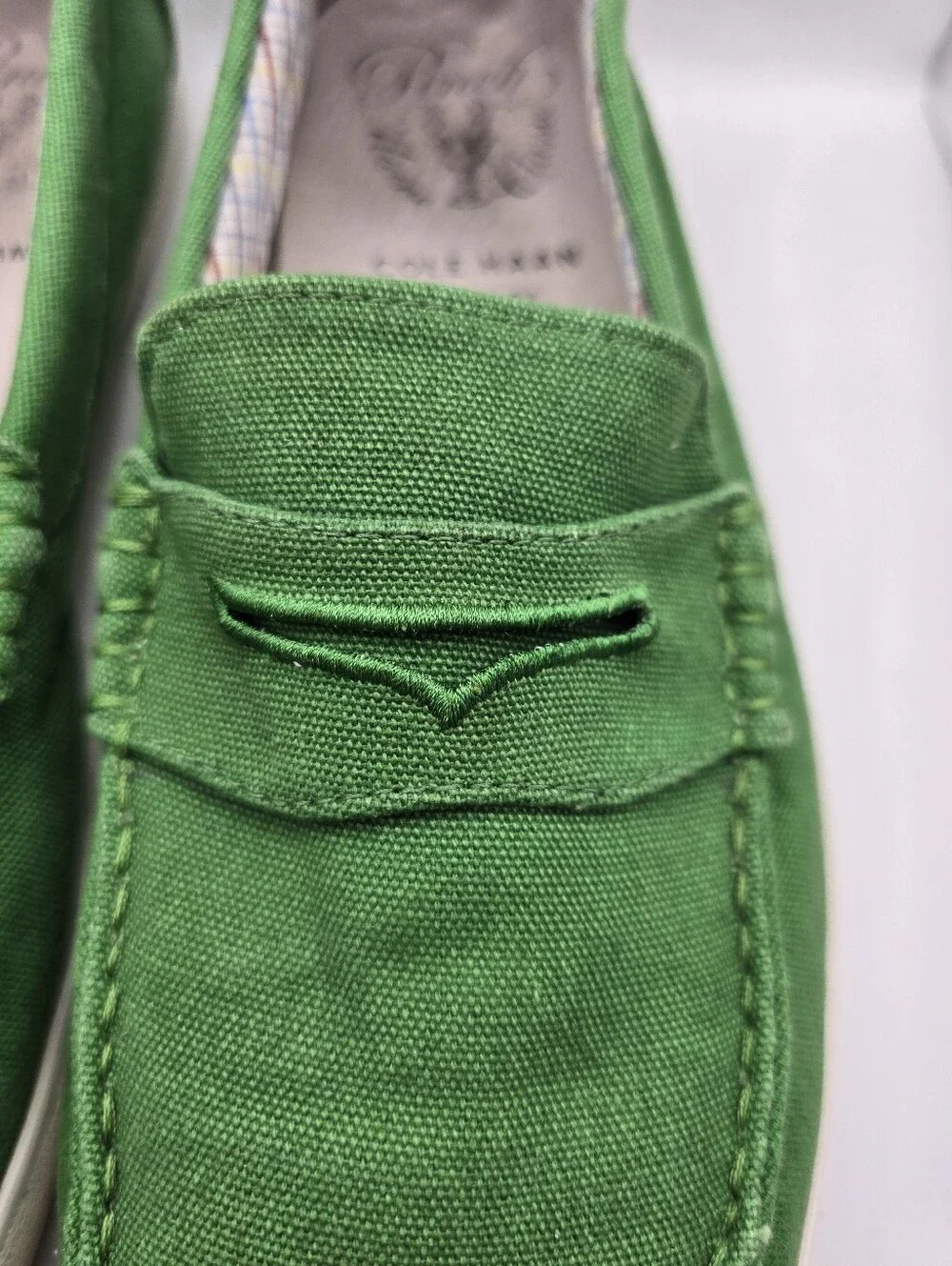 Cole Haan Green Canvas Penny Loafers/boat Shoes. Gently Worn. Preppy. Mens 12